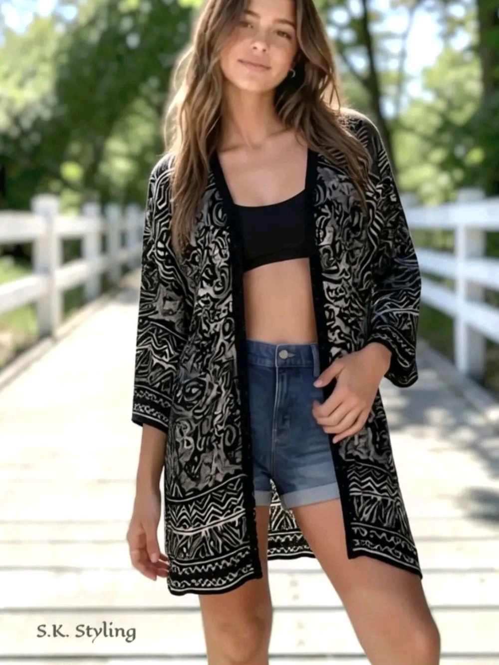 Bila Mandala Inspired Paisley Kimono Open Cardigan Duster Oversized Fits XS-XL